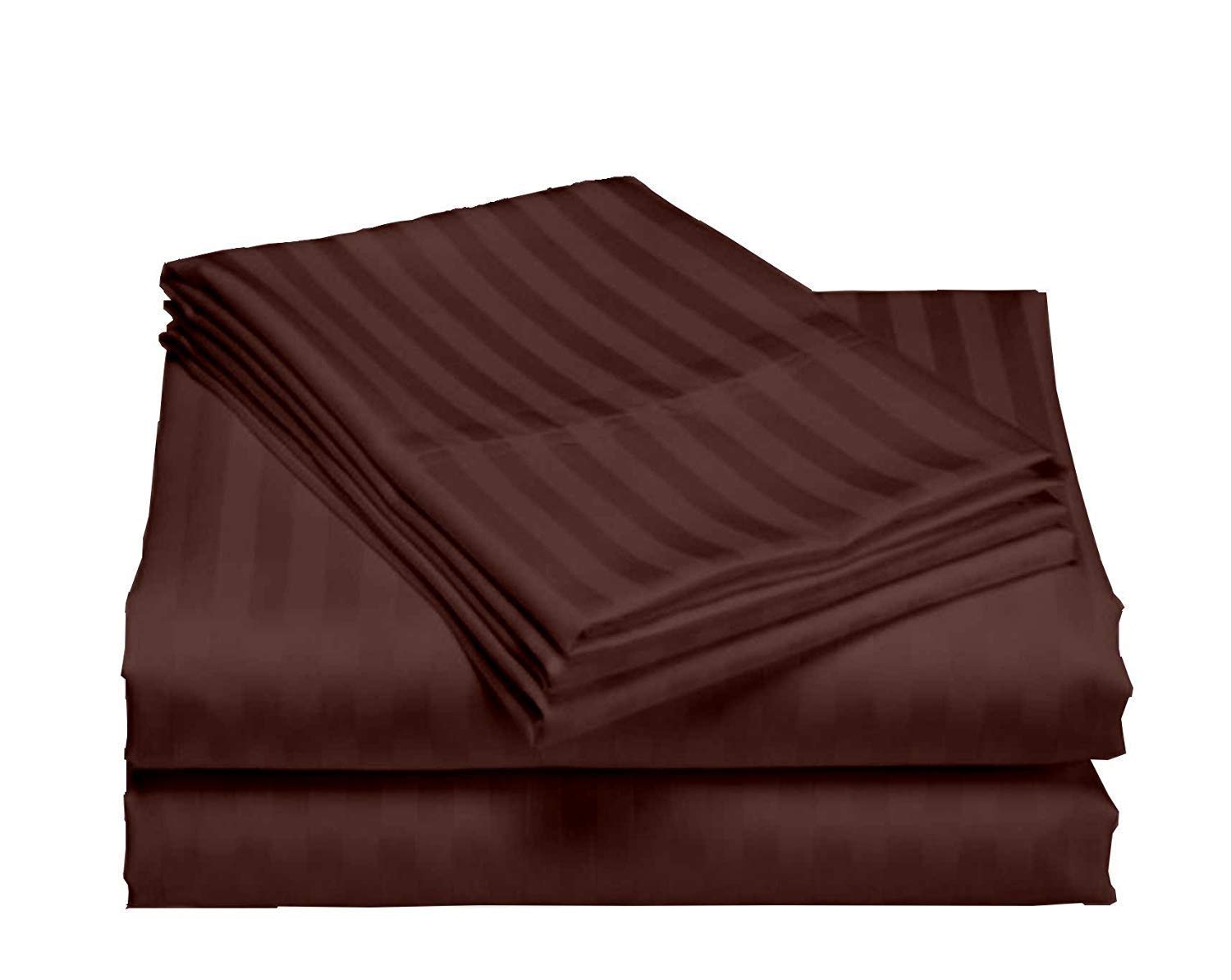 Kuber Industries 4 Pieces Cotton Luxurious Satin Striped Pillow Cover Set-17"x27" (Brown) - CTKTC40342