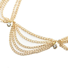 Yellow Chimes Chain Tassel Crystal Gold Plated Traditional Payal 2 Pc Anklets for Women and Girls