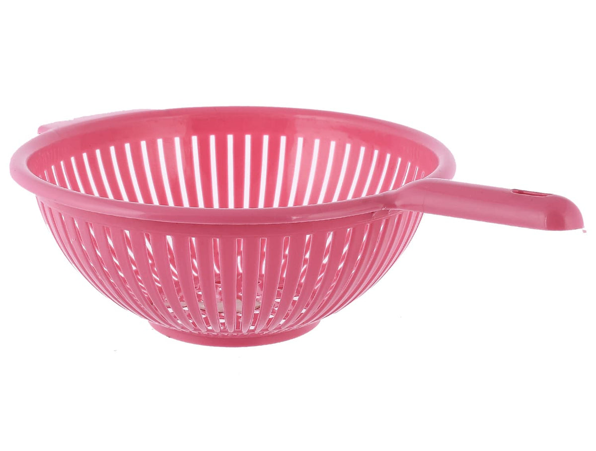 Heart Home Multifunctional Plastic Drain Strainer, Colander, Washing Basket for Home Kitchen Supplies with Handle (Pink)-50HH01841