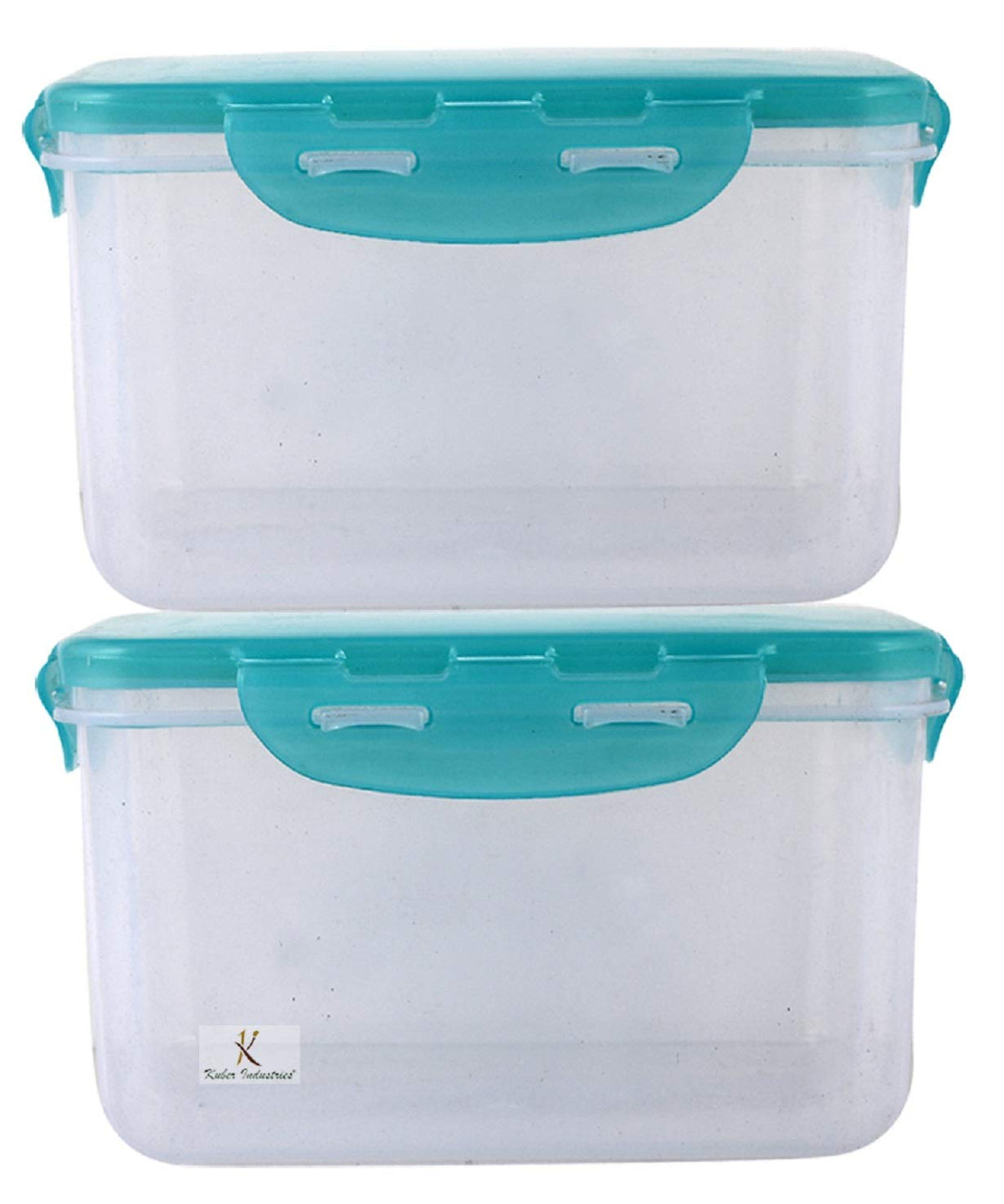 Kuber Industries klick N Seal 302 Airtight Food Storage Container Kitchen Container for Storage Plastic Storage Box for Kitchen Airtight Container Storage Jar (1050ml)-Pack of 2 (Green)-KUBMART15684