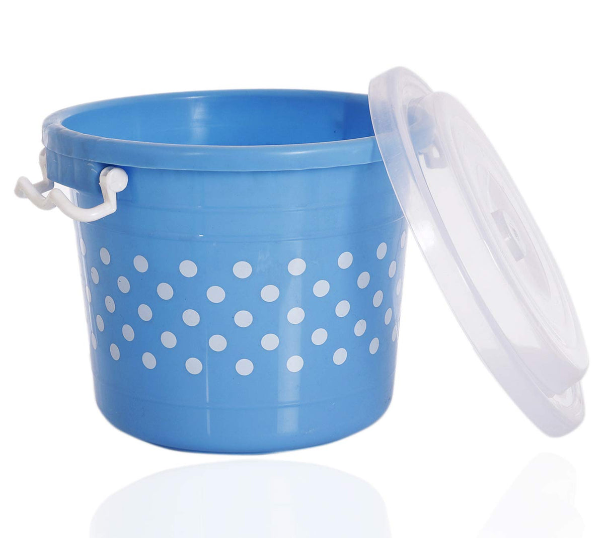 Kuber Industries Dots Design Virgin Plastic Multipurpose Kitchen Storage Container With Side Lock-Handle,6 Ltrs (Blue) - CTKTC37589,Standard