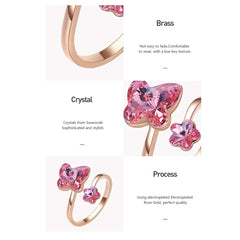 Yellow Chimes Rings for Women and Girls Pink Crystals from Swarovski Ring Adjustable Crystal Rings Rose Gold Plated Butterfly Finger Ring for Women | Birthday Gift For girls and women Anniversary Gift for Wife