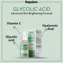 Rejusure 5% Glycolic Acid Face Serum Reduces Pigmentation, Dark Spots & Acne, with Vitamin C & Hyaluronic Acid for Oily Skin | For Men & Women | Cruelty Free & Dermatologist Tested ‚Äì 10ml