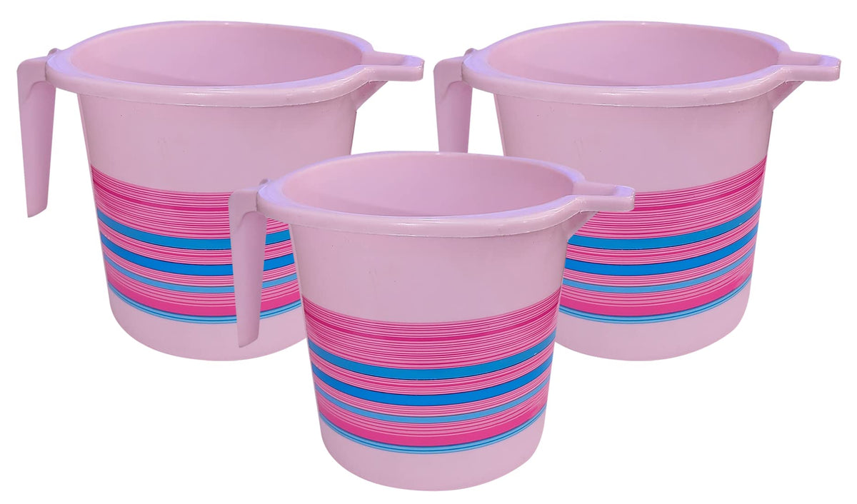 Heart Home Multiuses Plastic Bathroom Mug For Home, Kitchen Use, 1 Litre- Pack of 3 (Pink)