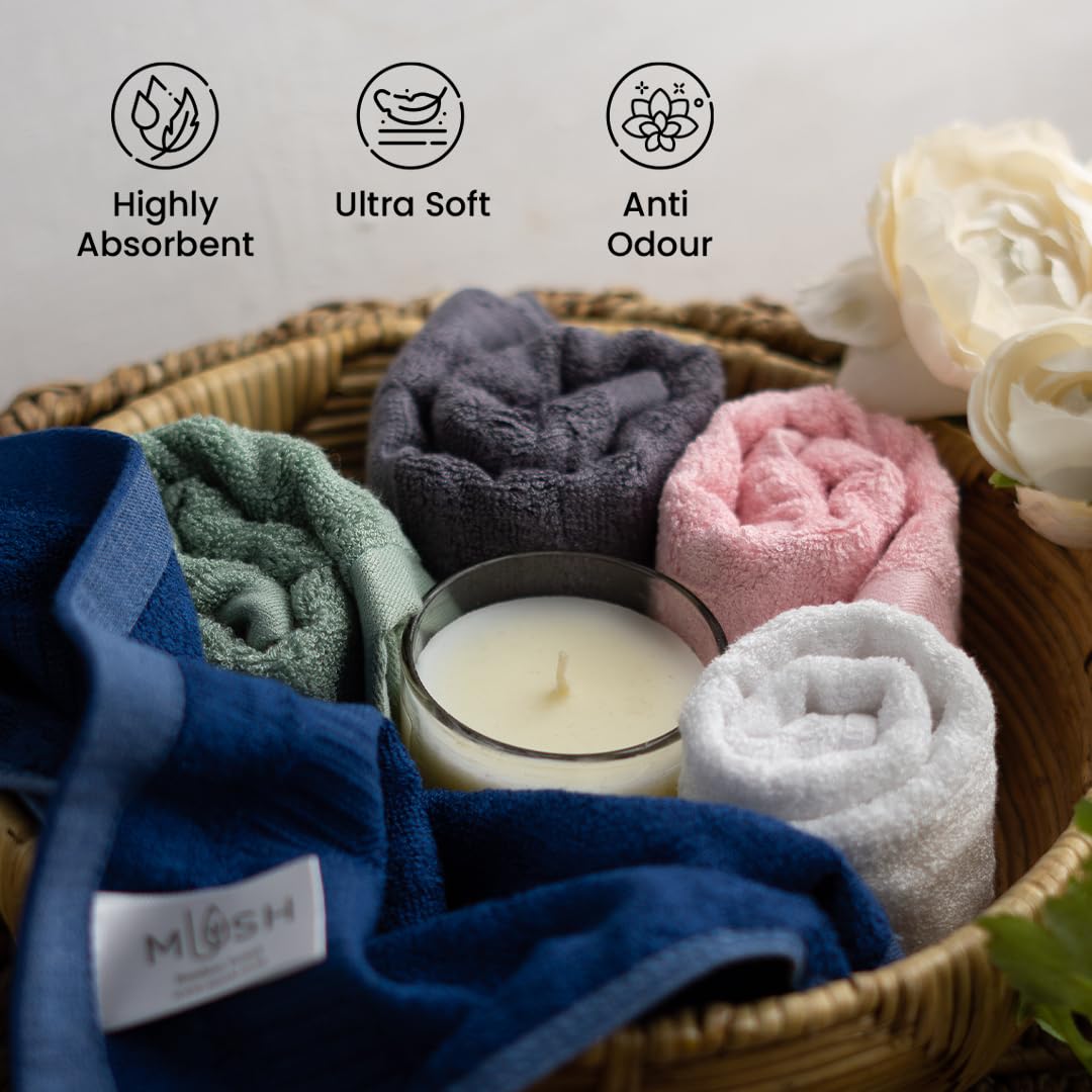 Mush 100% Bamboo Face Towel | Ultra Soft, Absorbent, & Quick Dry Towels for Facewash, Gym, Travel | Suitable for Sensitive/Acne Prone Skin | 13 x 13 Inches | 500 GSM (Pack of 12 Assorted 1)