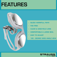 STRAUSS Swimming Kit (Silicone cap|Swimming Goggle|Earplugs|Noseplug) (Grey) (Pack of 2)