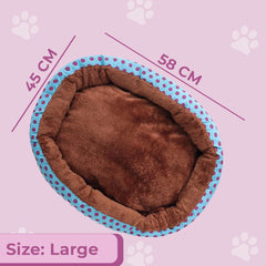 Homestic Dog & Cat Bed|Soft Plush Top Pet Bed|Oxford Cloth Polyester Filling|Medium Washable Dog Bed|Circular Cat Bed with Rise-Edge Pillow|QY039BC-L|Blue & Coffee