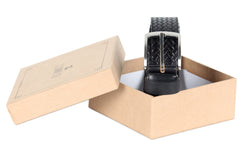THE CLOWNFISH Men's Genuine Leather Belt with Textured/Embossed Design-Soot Black (Size-40 inches)