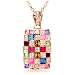 YELLOW CHIMES Luxury Princess Multicolor Swiss AAA Zircons 18K Rose Gold Plated Pendant for Women