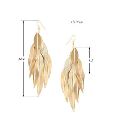 Yellow Chimes Attractive Baroque Multi Leaves Long Tassel Gold Plated Light Weight Dangle Earrings For Women And Girl's