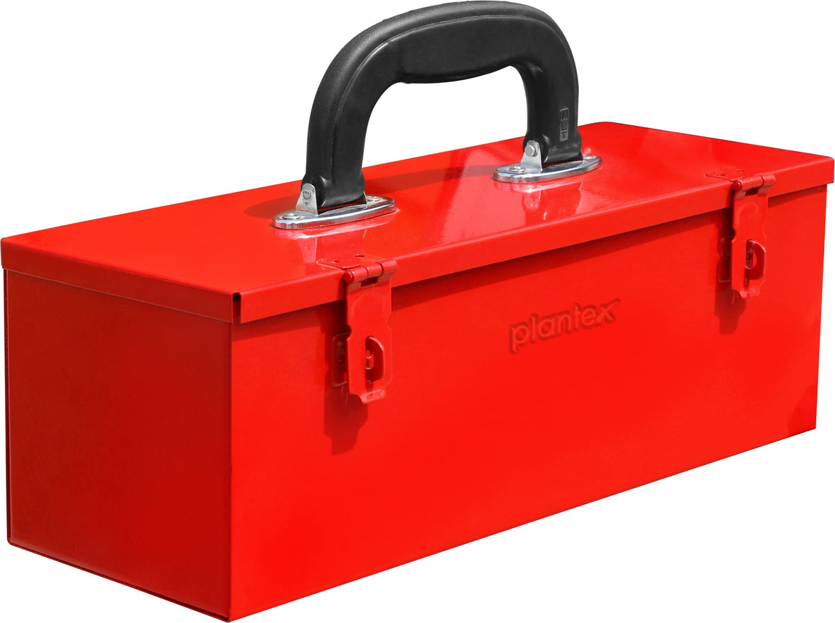 Plantex 12-inch Metal Tool Box for Tools/Tool Box for Home Use/Tool Box Empty/DIY Repair ToolBox (Red)