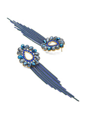 Yellow Chimes Crystal Danglers Earrings for Women Tear Drop Shaped Crystal Blue Long Chain Dangler Earrings for Women and Girls
