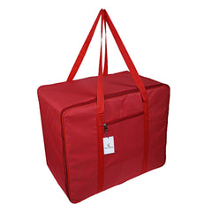 Kuber Industries Rexene Jumbo Moisture Proof Rectangular Underbed Storage Bag with Zipper Closure and Handle (Red)