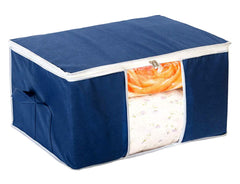 Kuber Industries Underbed Storage Bag|Blanket Cover|Wardrobe Organizer For clothes|Comforter Cover|Pack of 2 (Navy Blue)(Polyester)