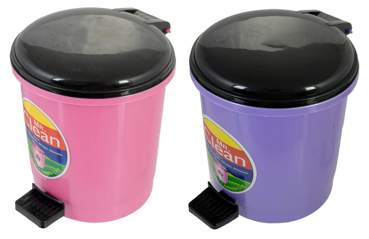 Kuber Industries 2 Pieces Table Top Desk Garbage Dustbin Trash for Office Home Work Place, 2 LTR(Pink & Blue)