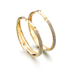 Yellow Chimes Stylish Classic Design Sparkling Shine Big Circle Party Wear Gold Plated Hoop Earrings For Women and Girl