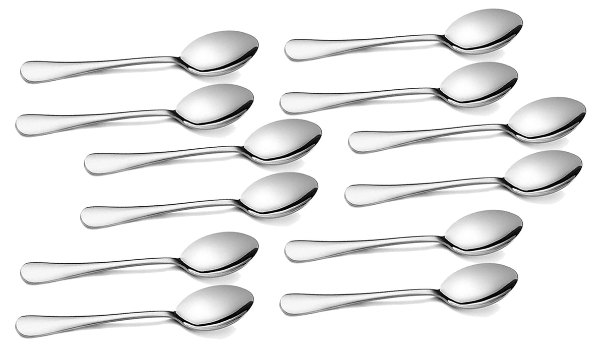 Kuber Industries 12 Piece Stainless Steel Mercury Tea Spoon Table Spoon Set (Silver)-KUBMART15676, Standard