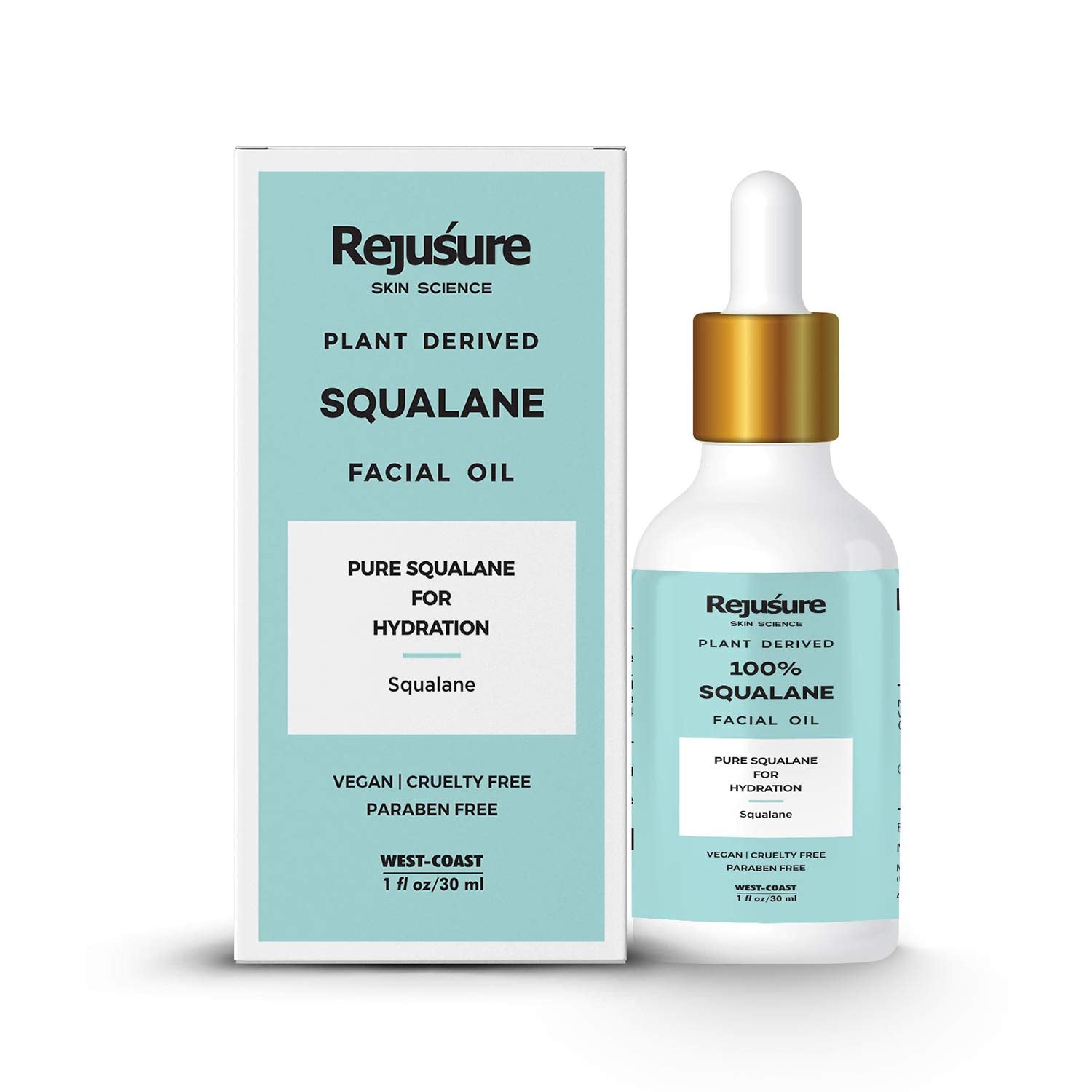 Rejusure 100% Plant Derived Pure Squalane Lightweight Face Oil For Light Moisturization, Improves Skin Hydration & Lessens Fine Lines - 30 ml