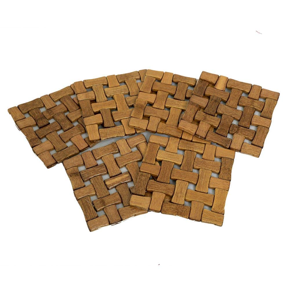 Kuber Industries Bamboo 6 Piece Heat Pad Set - Wooden