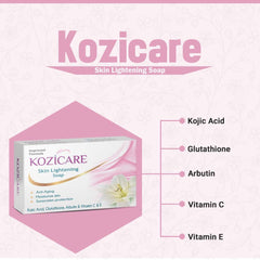 Kozicare Skin Lightening Soap - 75g (Pack of 3) - Sun screen protection - Keeps Skin Young and Moisturized - Contains Goodness of 0.50% Kojic Acid , 0.50% Arbutin, 0.50% Vitamin C , 0.50% Vitamin E , 0.30% Glutathione
