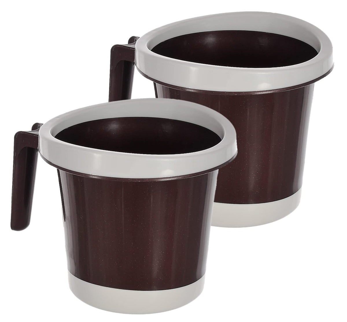 Heart Home Plastic Bathroom Mug 1 Litre Pack of 2 (Brown)-46HH0265