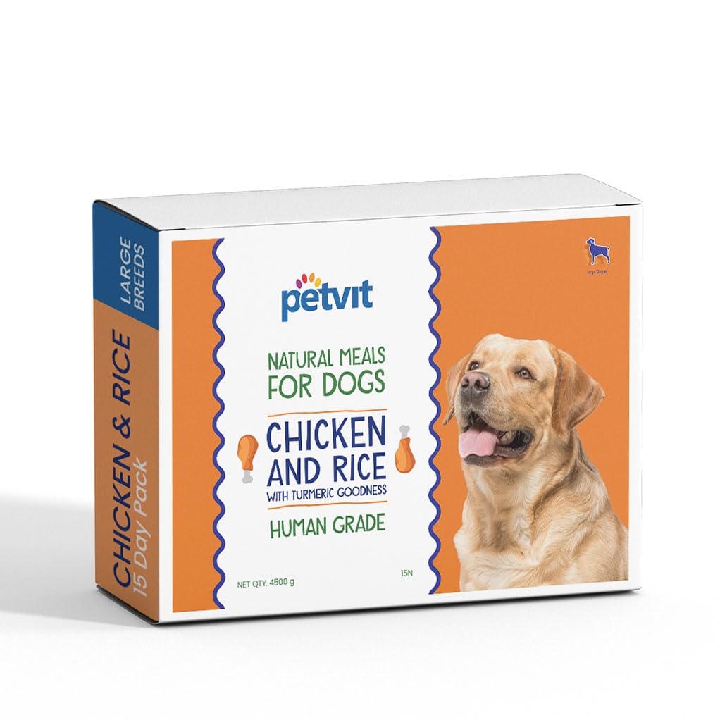 Petvit Chicken Rice Dog Food with Real Chicken Meat, Supports Joint and Bone Health, Enhanced with Antioxidant-Rich Turmeric - Healthy and Nutritional Pet Food | Pack of 15 (300g Each)
