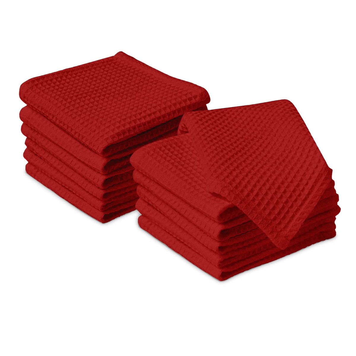 Encasa Homes Quick Drying Kitchen Dish Towels Pack of 12 - Cotton - 12x12 in | Ultra Soft & Highly Absorbent Kitchen Hand Dish Cloths for Dishes & Wiping Down Countertops, Appliances and Spills - Red