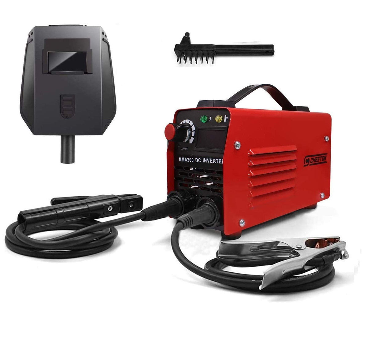 Cheston 200A Portable Inverter Auto ARC/MMA Stick Compact Welding Machine | IGBT Technology & Digital Display | Hot Start & Anti-Stick Function | With Accessories & Face Sheild