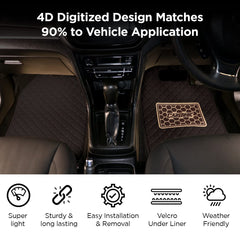 CarBinic 4D Premium Car Foot Mat - Universal Fits for All Cars | Premium Double Layered Leather| Shock Absorbent | Waterproof | Anti-Skid | Heel Pad | Car Accessories Interior (Coffee)