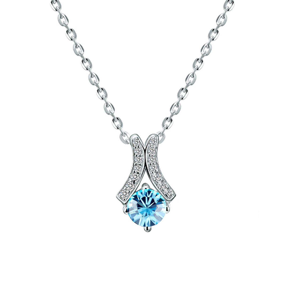 YELLOW CHIMES Swarovski Elements Blue Crystal Designer Pendant for Women and Girls