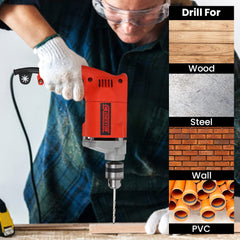 Cheston 10mm Powerful Drill Machine for Wall, Metal, Wood Drilling with 5 pcs Wall bits for Brick Wall Drilling