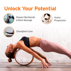 HEAD Yoga Wheel - Premium Deep Tissue Massage | Back Pain Relief & Stretching | Black & Orange