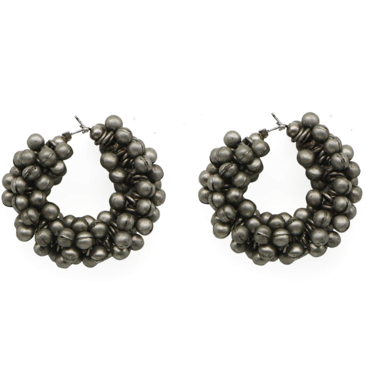 Teejh Ananya Ghungroo Silver Oxidised Hoop Earrings For Women