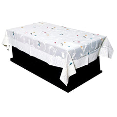 Kuber Industries Leaf Design Cotton 4 Seater Center Table Cover - White - CTKTC022317