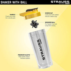 STRAUSS Energy Shaker Bottle, White Shade, (Yellow)