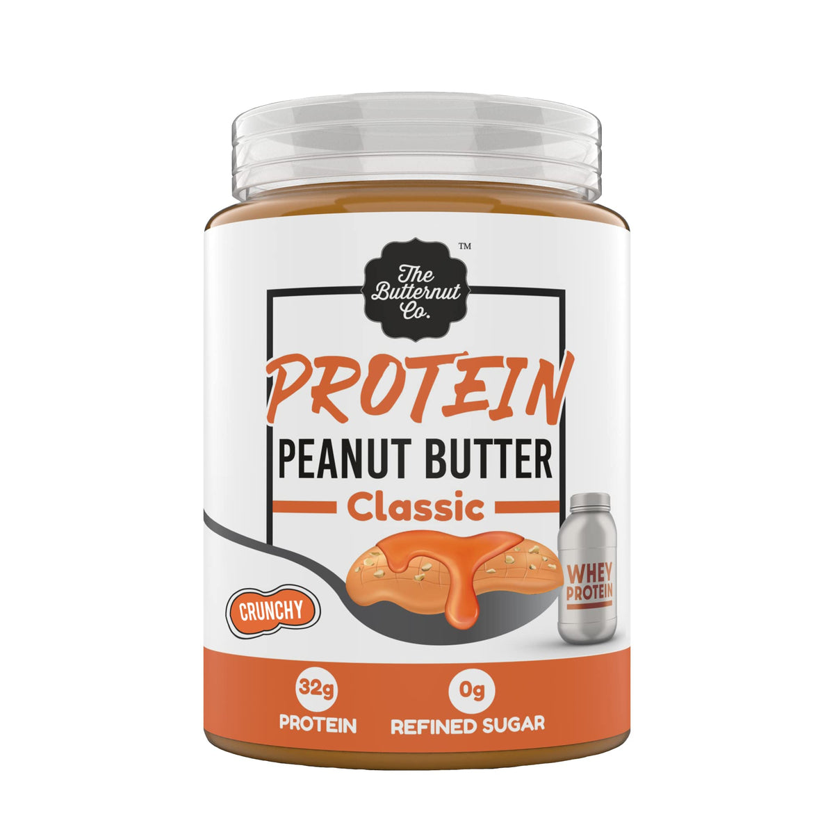 The Butternut Co. Protein Peanut Butter Classic, Crunchy 925 Gm (32G Protein, No Refined Sugar, Whey Protein Isolate)