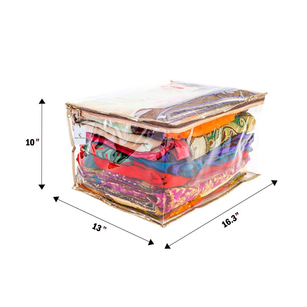 Amazon.com: Mayatra's Pack of 10 Saree Storage Bags - Wardrobe Organizer  For Storage - Saree Bag For Clothes Storage -Transparent Cloth Storage  Cover (14 * 16 inches) : Home & Kitchen