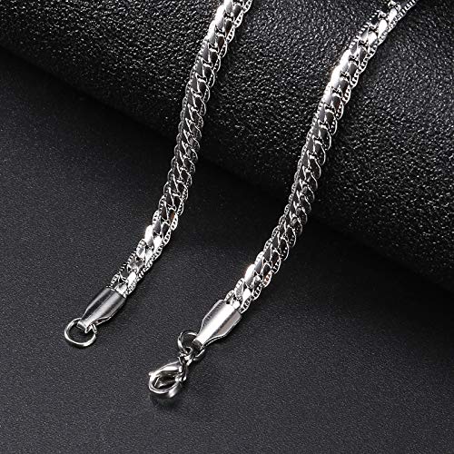 Yellow Chimes Chain for Men and Boys Silver Chain Men Flat Curb Neck Chain for Men | Stainless Steel Chains for Men | Birthday Gift for Men and Boys Anniversary Gift for Husband