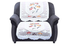 Kuber Industries Cotton Flower 5 Seater Sofa Cover Set (CTKTC28709, Cream, Standard) - 6 Pieces