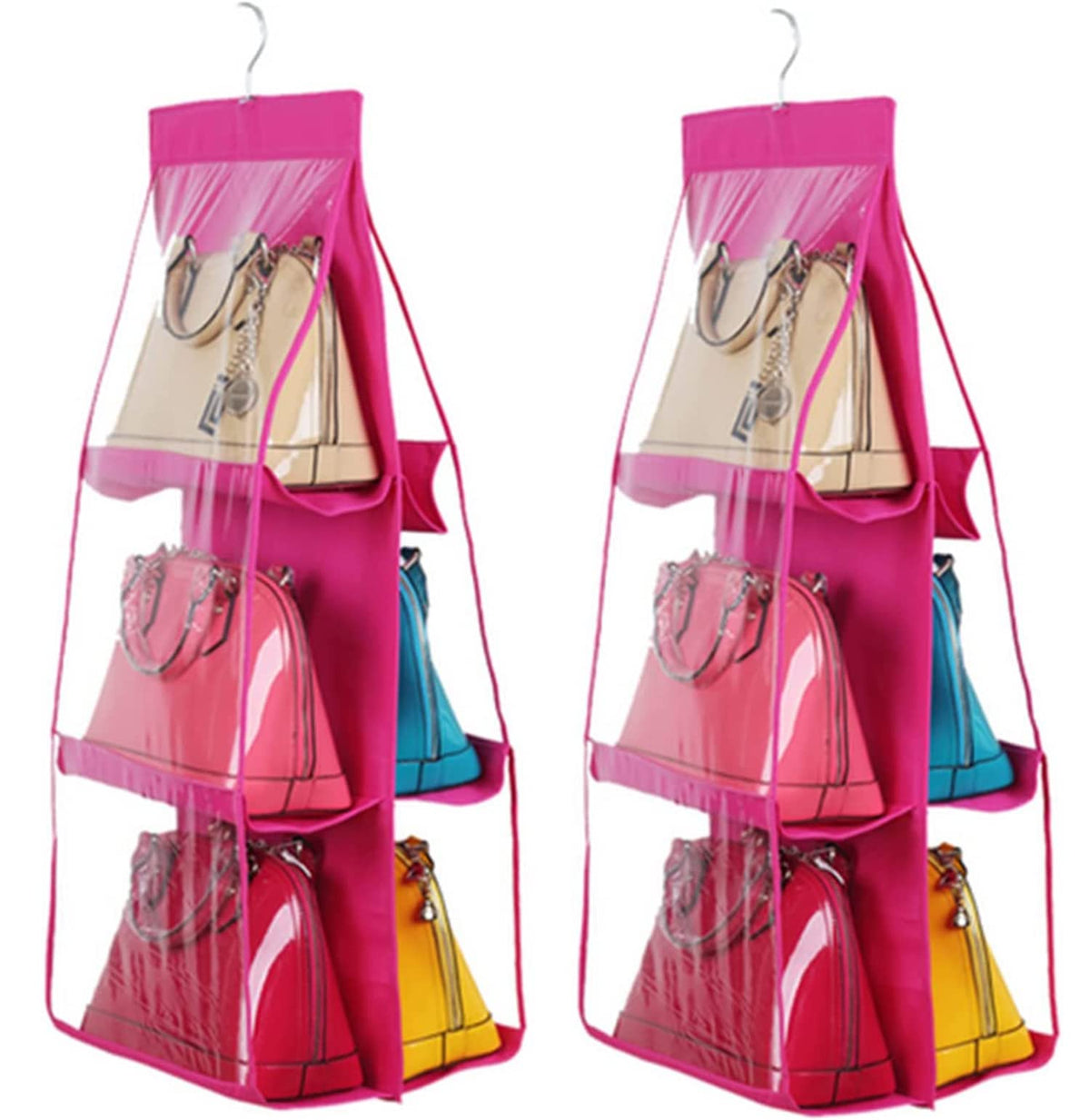 Kuber Industries Multiuses PVC Double Sided Hanging Organizer for Bedroom, Living Room Pack of 2 (Pink)
