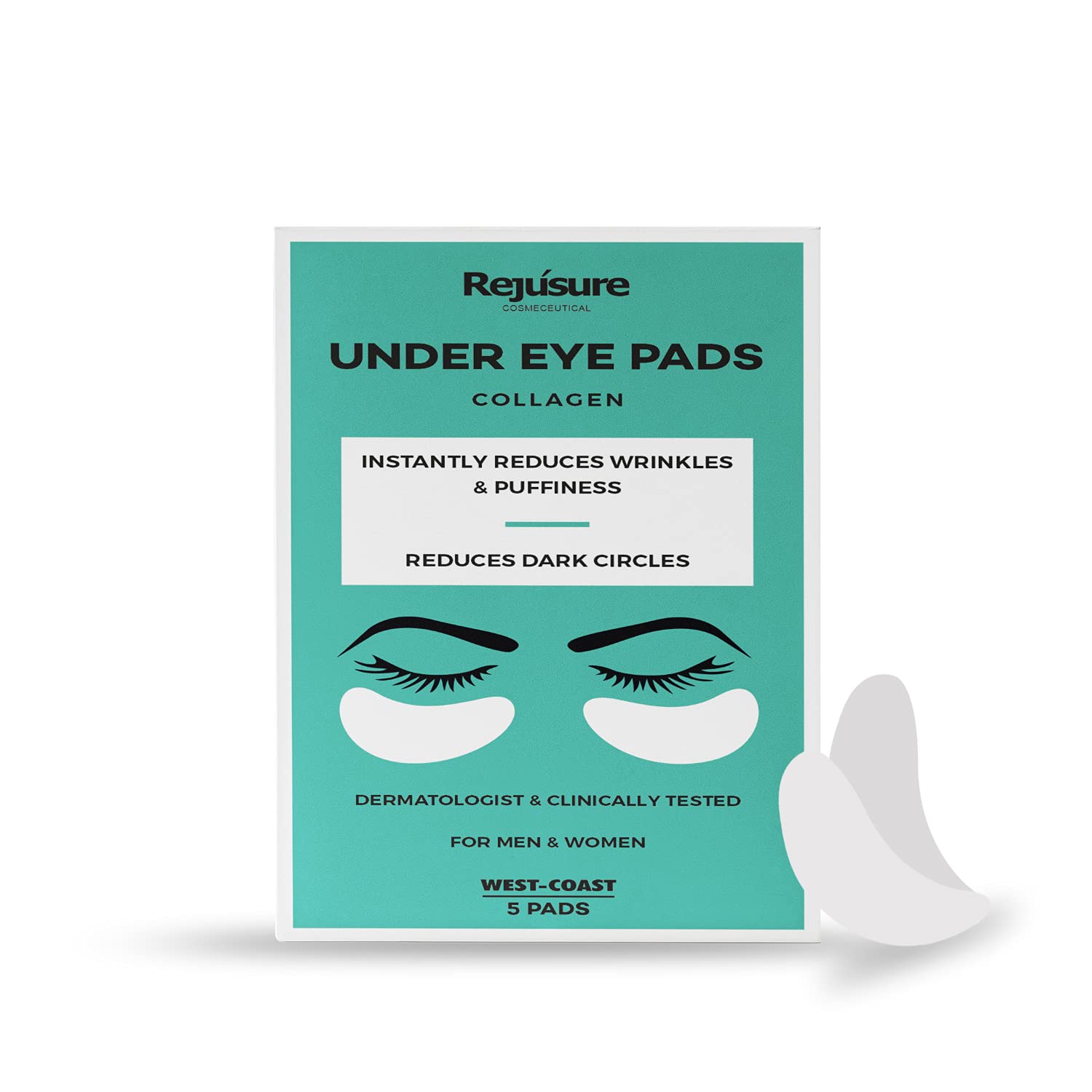 Rejusure Under Eye Pads with Collagen Instantly Reduces Wrinkles, Puffiness, Dark Circles for Men & Women – (5 Pads)