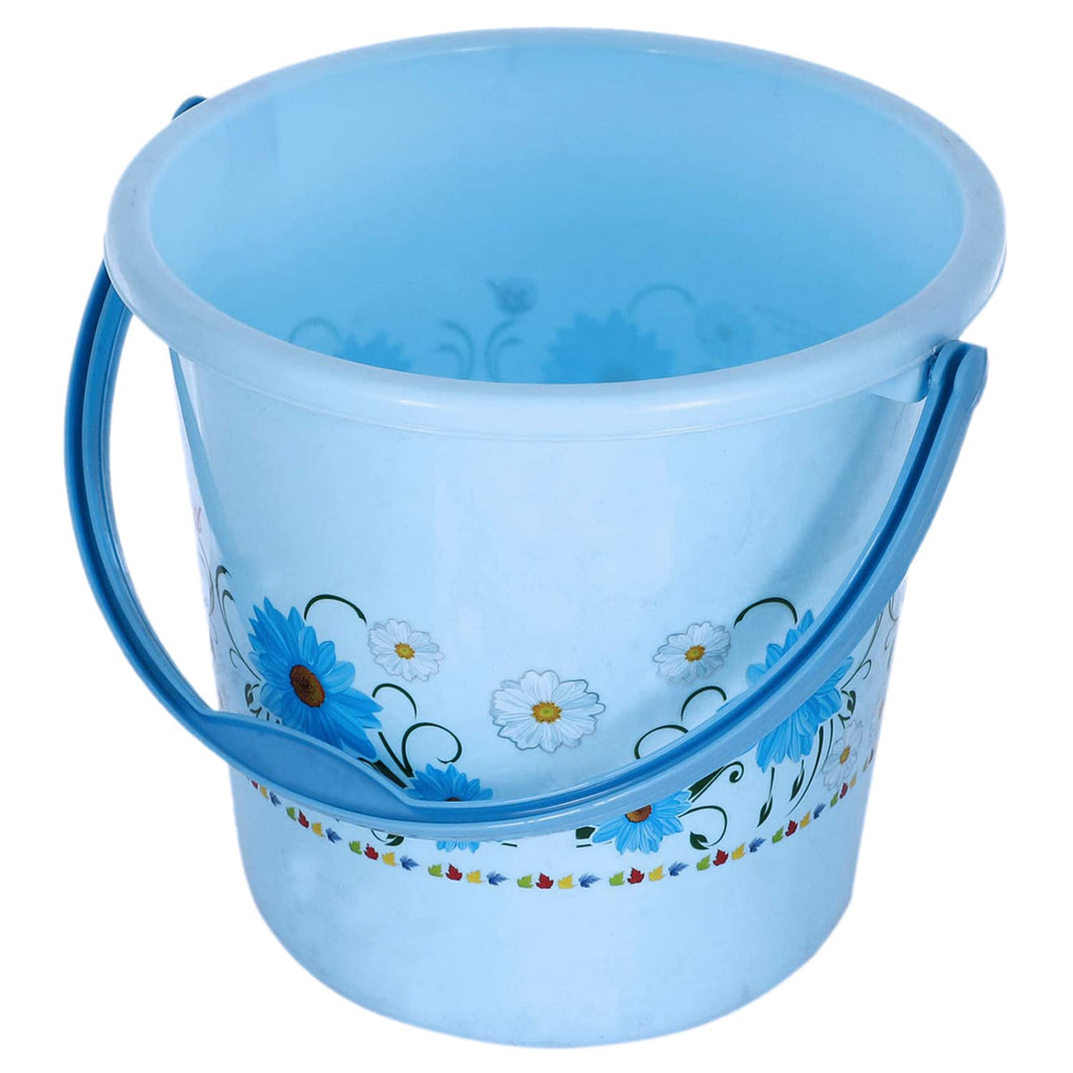 Kuber Industries Floral Printed Multipurposes Plastic Bucket for Bathing Home Cleaning & Storage Purpose, 18Ltr. (Blue)-47KM01197