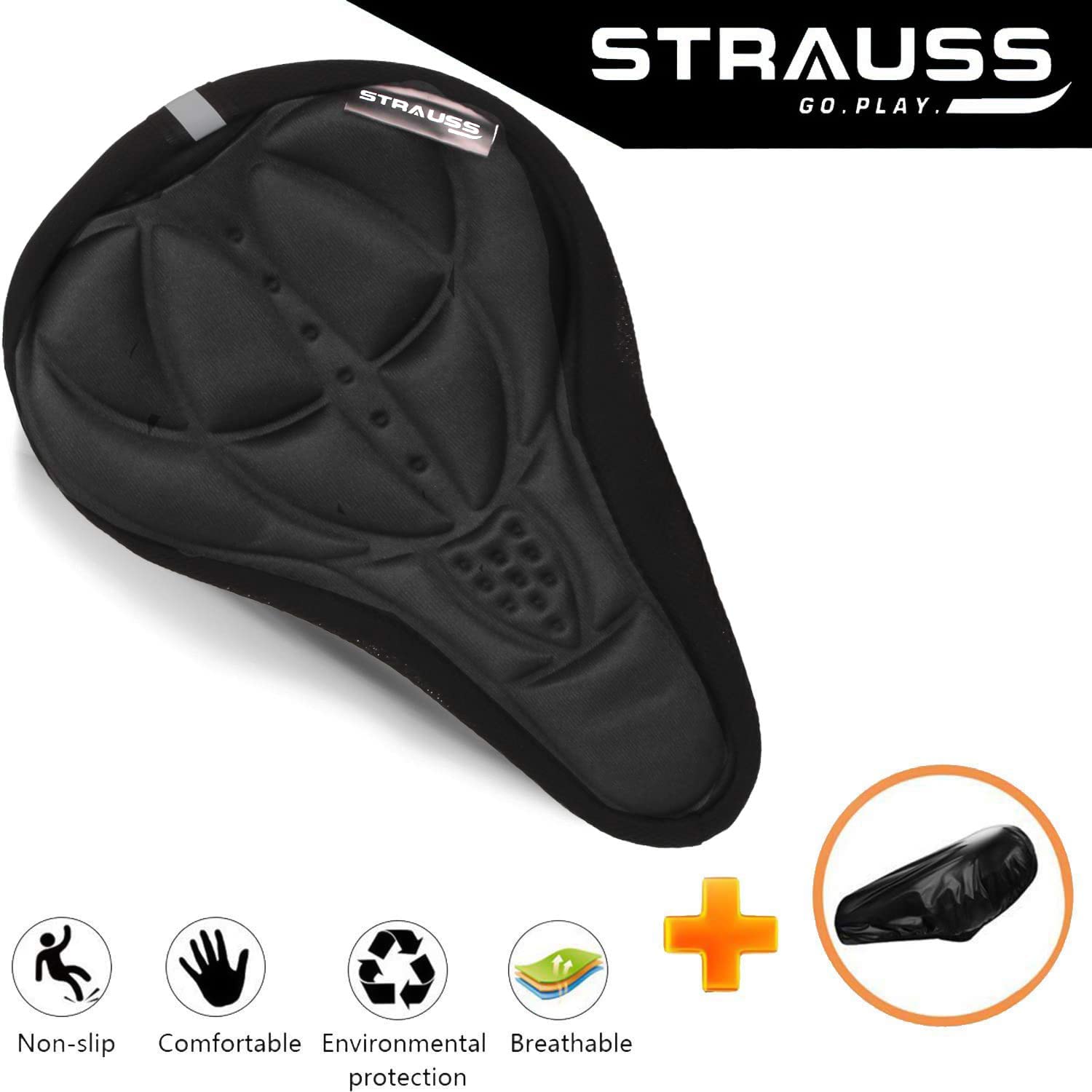 Strauss 3D Sponge Seat Cover, (Black), (Pack of 2)
