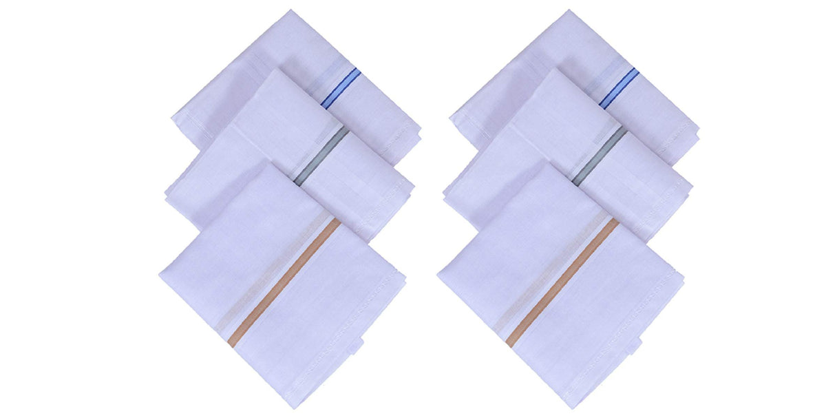 Kuber Industries Cotton Premium Collection Handkerchief|Easy Wash & Premium Cotton Fabric|Plain & Solid Color|Size 44 x 44 CM, Pack of 6 (White)