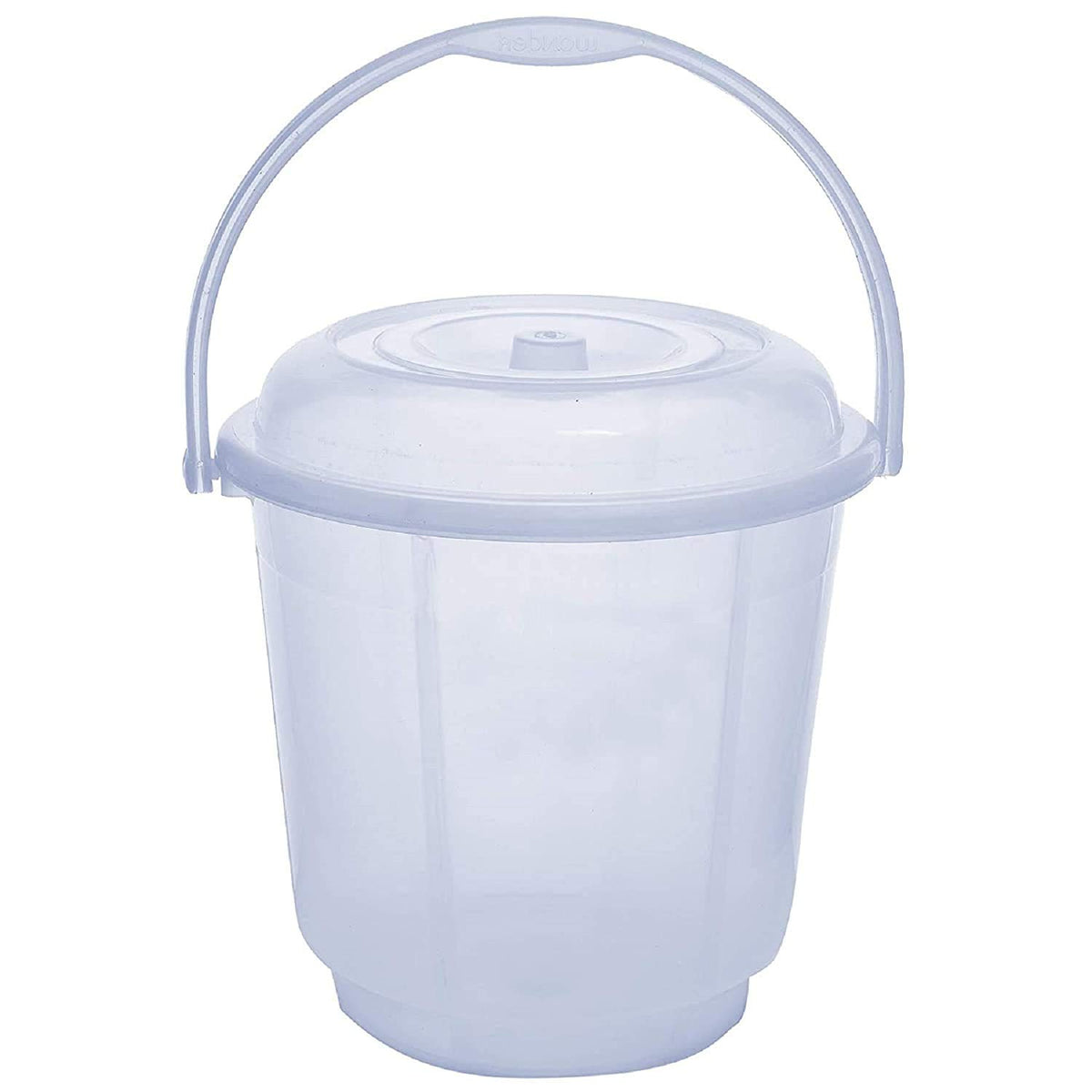 Kuber Industries Unbreakable Virgin Plastic Strong Transparent Bathroom Bucket with Lid 18 LTR (White)-KUBMART828, Standard