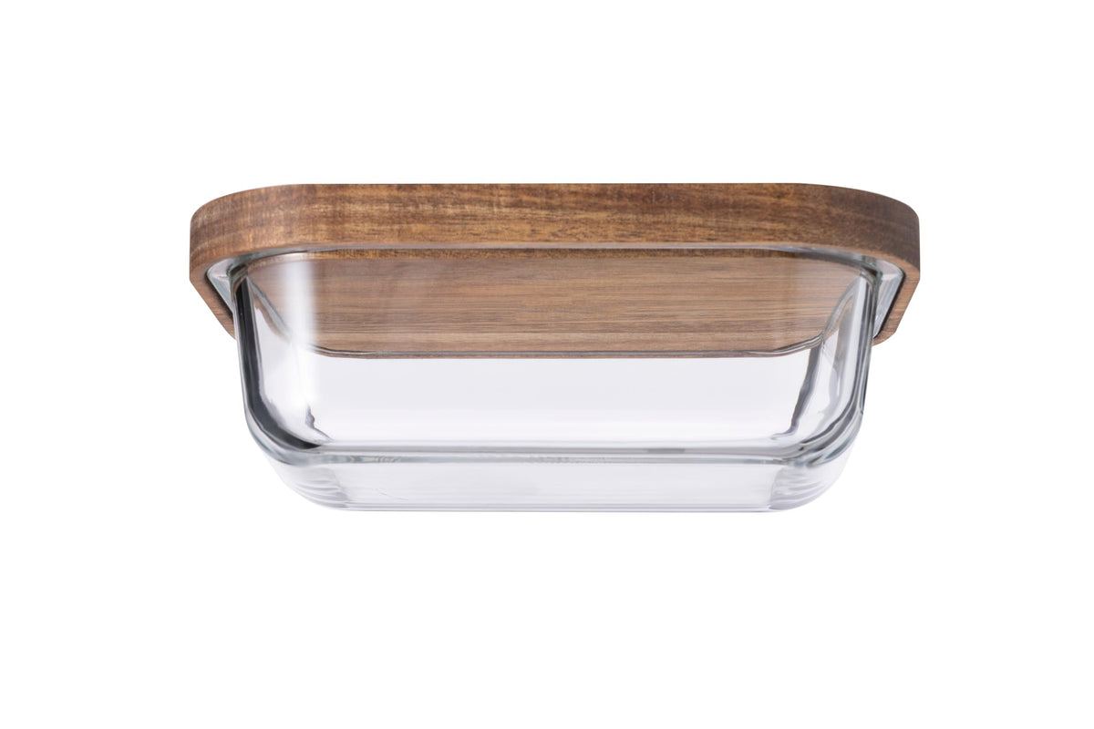 USHA SHRIRAM Borosilicate Baking Tray With Bamboo Lid (900ml)| Baking Dish For Microwave Oven | Microwave Oven Safe Baking| Baking Pan | Bake & Serve Dish | Rectangular Loaf Baking Dish (Dark Brown)