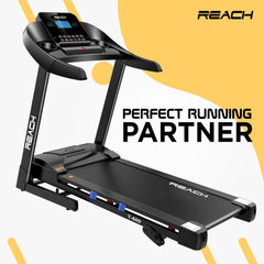 Reach T-600 5 HP Peak Motorized Treadmill | Auto Incline | LCD Display with 12 Preset Programs | Foldable Machine with Bluetooth for Home Gym | Max Speed of 14 km/hr | Max User Weight 130kg