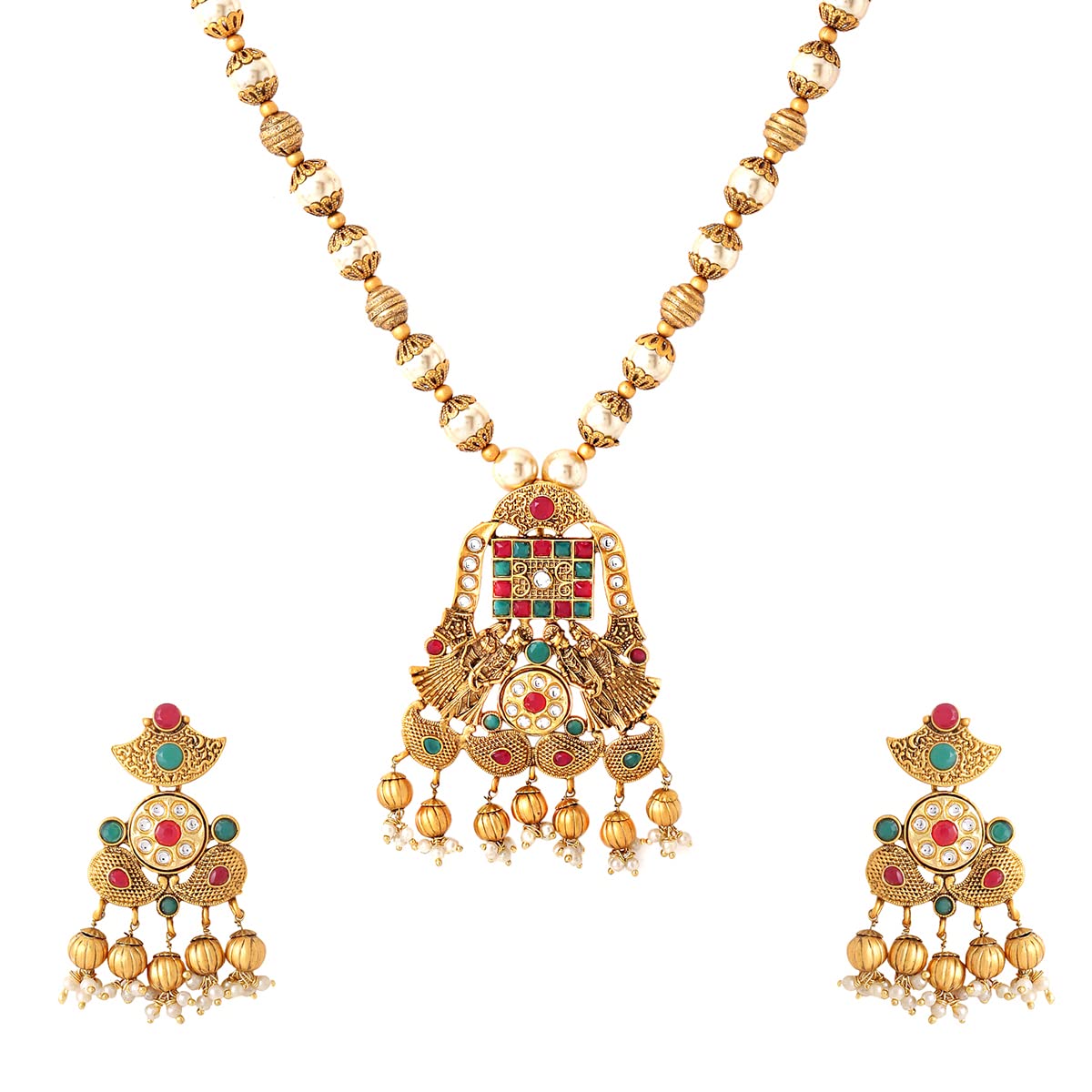 Yellow Chimes Jewellery Set for Women and Girls Temple Jewellery Set for Women Traditional | Gold Plated Necklace Set | Birthday Gift for girls and women Anniversary Gift for Wife