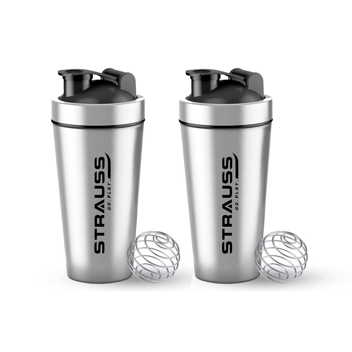 STRAUSS Stainless Steel Protein Shaker Bottle | Gym Shaker | Sipper Bottle | Gym Bottle