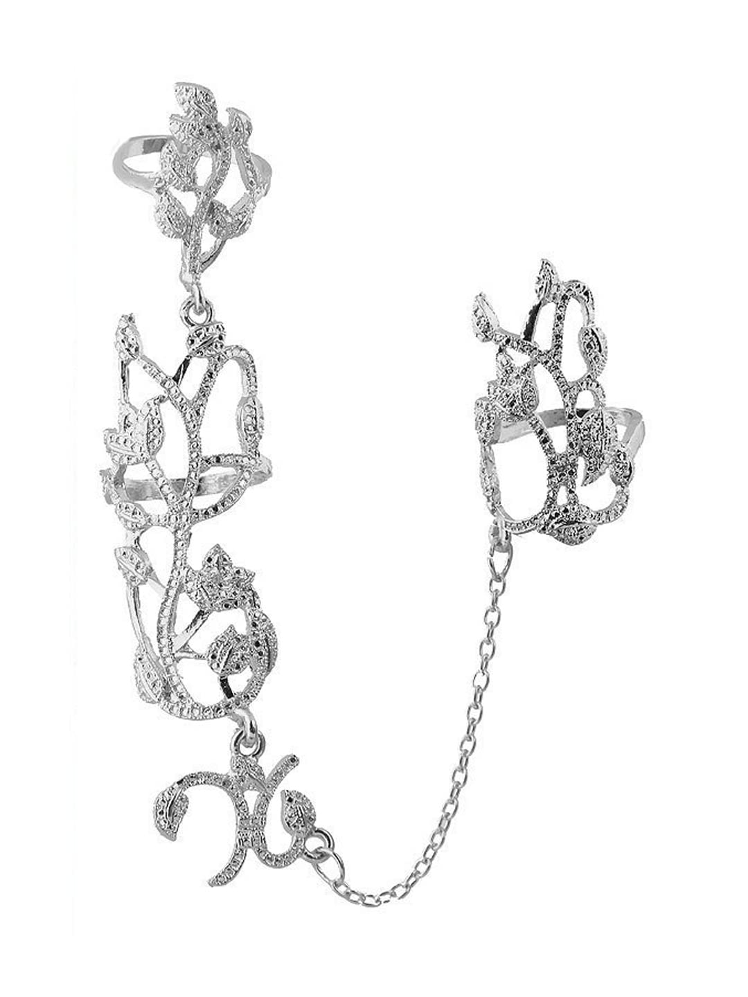 Yellow Chimes Rings for Women & Girls Finger Rings for Girls | Silver Tone Glitter Designed with Attached Show Finger Ring for Women | Birthday Gift For girls & women Anniversary Gift for Wife